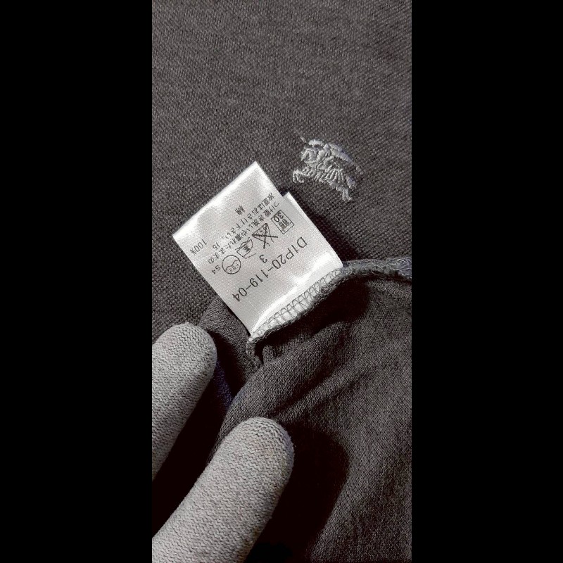 (日本製MIJ)絕版BURBERRY 博柏利 BLACK LABEL 黑標 戰馬 男灰色短袖POLO衫3號-7
