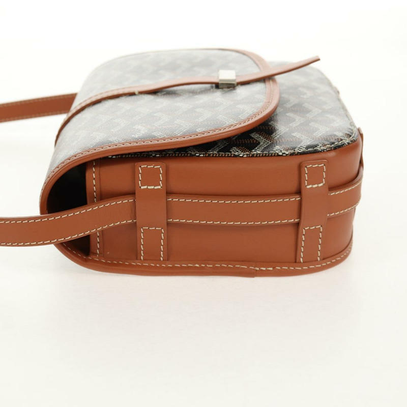 【日本直送】GOYARD 人字紋 Belvedere PM 單肩包 PVC 黑色銀色 正品 122843M-2