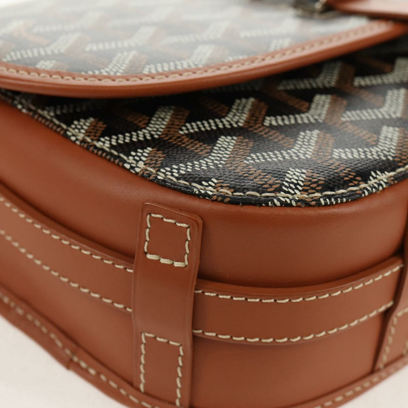 【日本直送】GOYARD 人字紋 Belvedere PM 單肩包 PVC 黑色銀色 正品 122843M-13