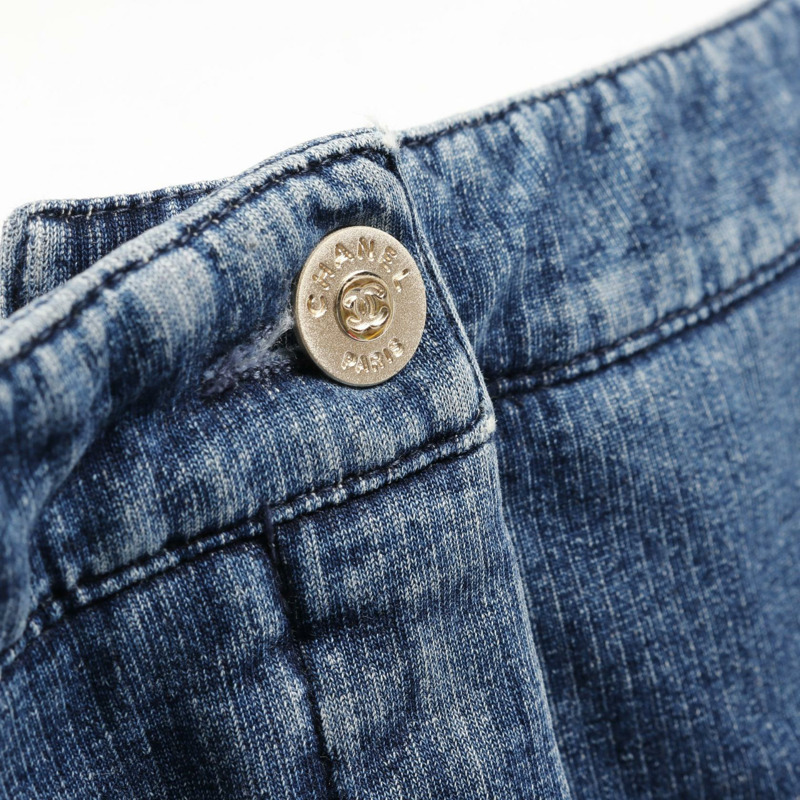 香奈兒 COCO 標誌紐扣半身裙 #34 P30531V20879 棉質海軍藍二手女裝-8