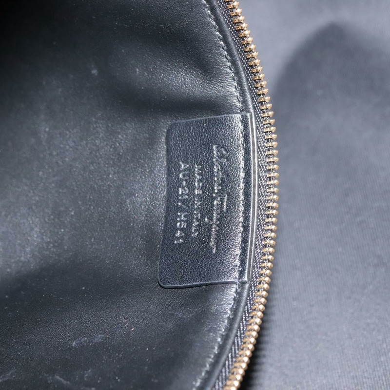 【日本直送】Salvatore Ferragamo Gancini 托特包 拉菲草皮革 黑色 銀色 正品 148033-11