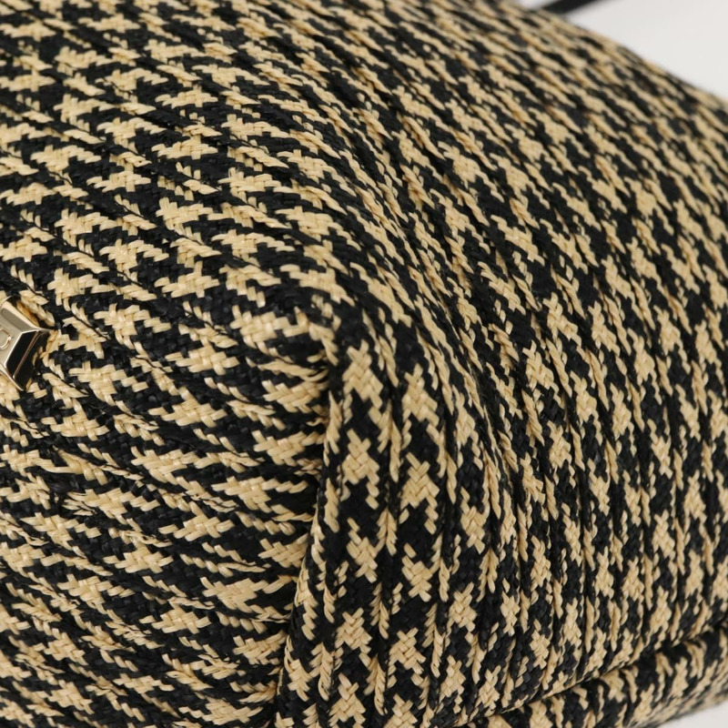 【日本直送】Salvatore Ferragamo Gancini 托特包 拉菲草皮革 黑色 銀色 正品 148033-13