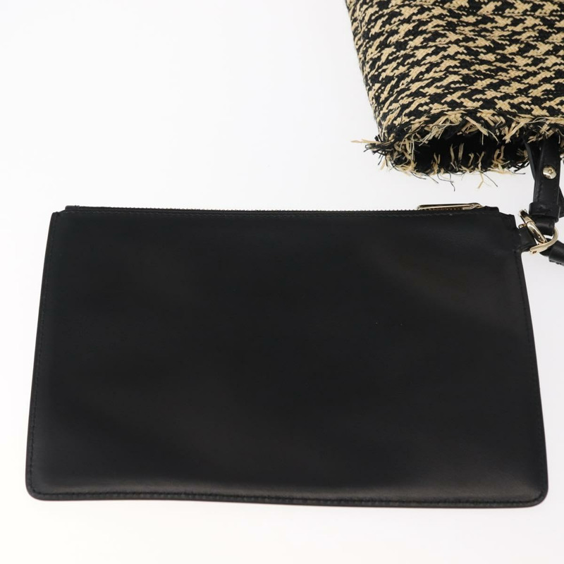 【日本直送】Salvatore Ferragamo Gancini 托特包 拉菲草皮革 黑色 銀色 正品 148033-21