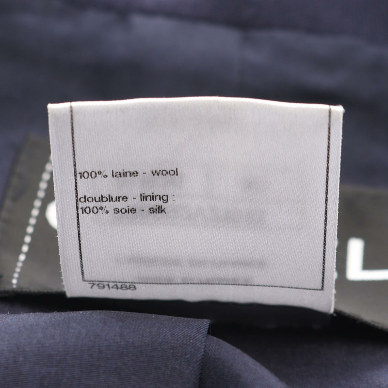 香奈兒 (CHANEL) COCO 標誌紐扣修身羊毛外套 #40 海軍藍灰色 二手女款-3