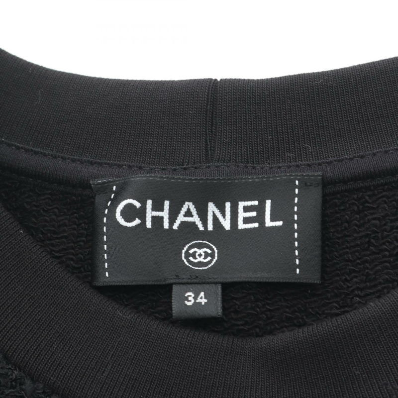 香奈兒 COCO Mark 斜紋軟呢衛衣 #34 套頭衫 P72996K10505 純棉 黑色 二手-2
