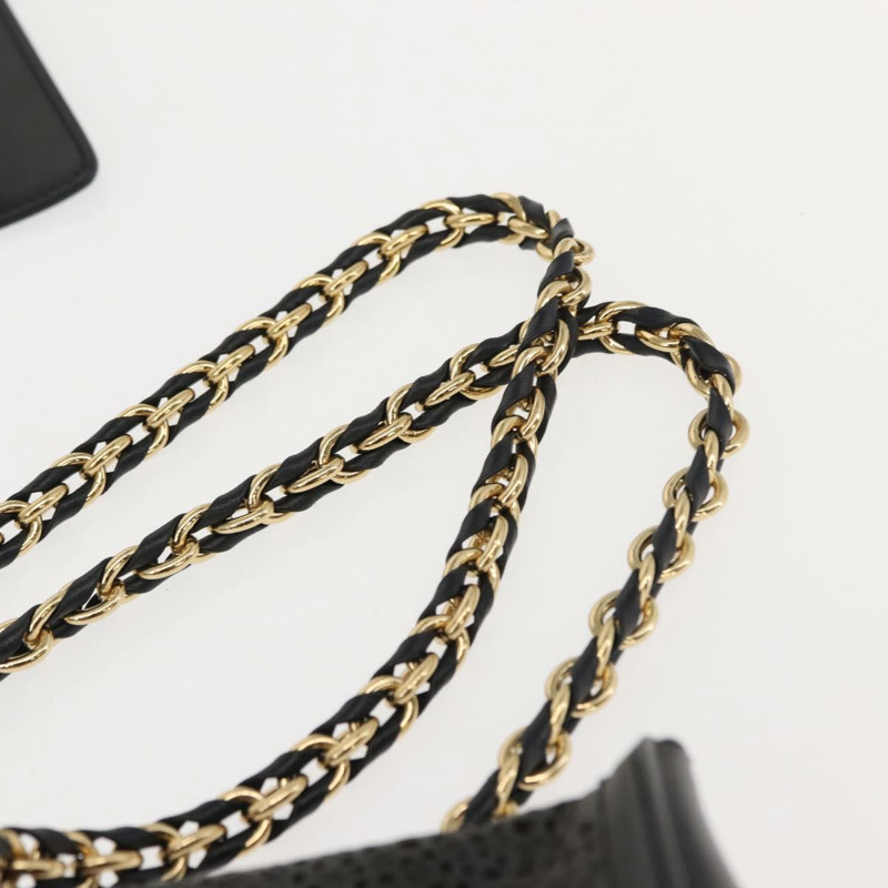 【日本直送】Salvatore Ferragamo Vala 鏈條手提包 皮革 黑色 金色 正品 gh1102-7