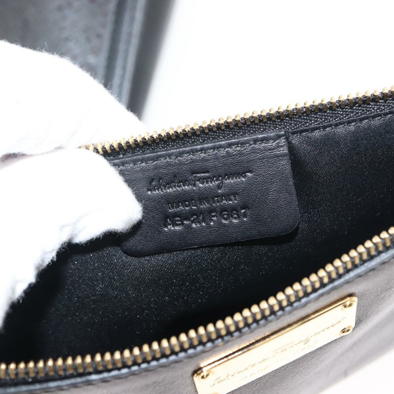 【日本直送】Salvatore Ferragamo Vala 鏈條手提包 皮革 黑色 金色 正品 gh1102-11