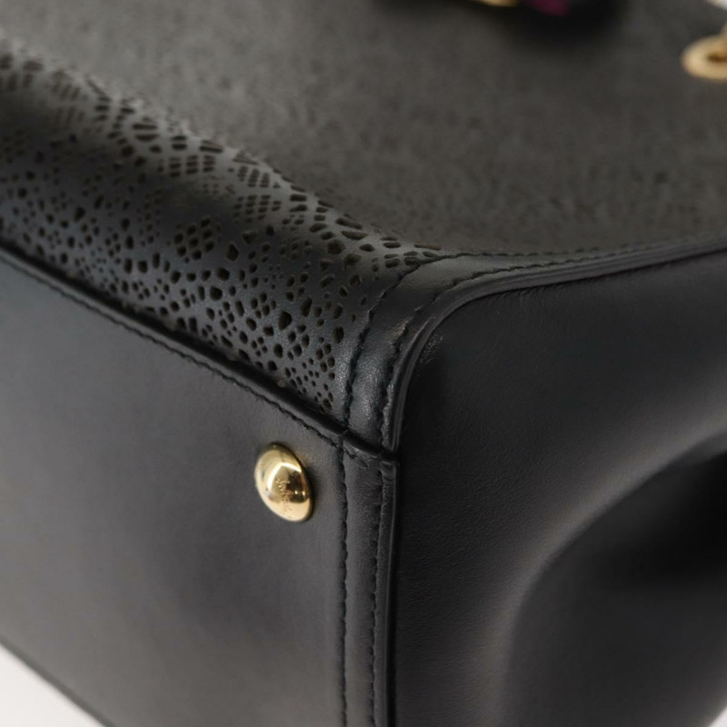 【日本直送】Salvatore Ferragamo Vala 鏈條手提包 皮革 黑色 金色 正品 gh1102-13