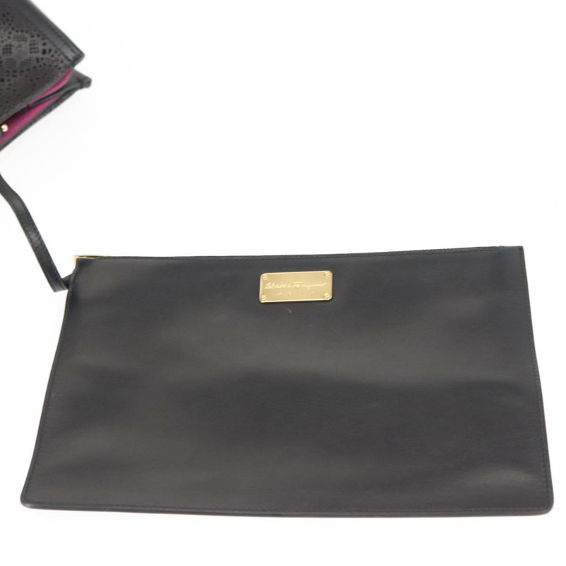 【日本直送】Salvatore Ferragamo Vala 鏈條手提包 皮革 黑色 金色 正品 gh1102-18