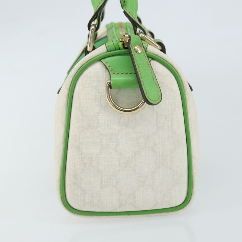 【日本直送】GUCCI GG Supreme Sherry Line 波士頓包 PVC 白色 金 綠色 190257 正品 gh1133-3