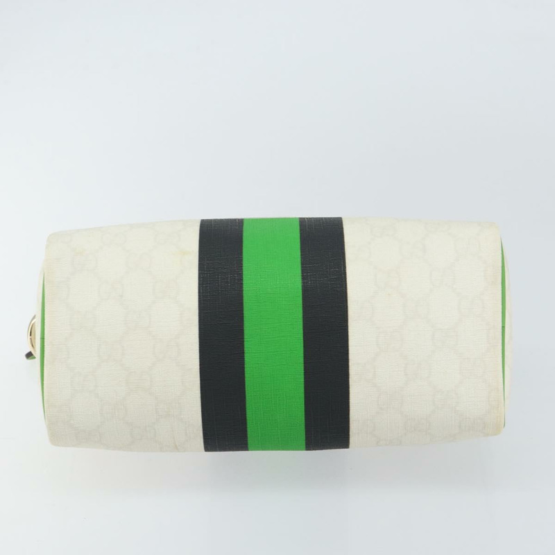 【日本直送】GUCCI GG Supreme Sherry Line 波士頓包 PVC 白色 金 綠色 190257 正品 gh1133-4
