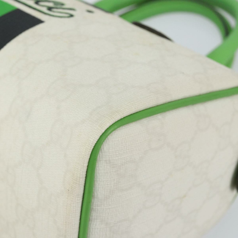 【日本直送】GUCCI GG Supreme Sherry Line 波士頓包 PVC 白色 金 綠色 190257 正品 gh1133-8