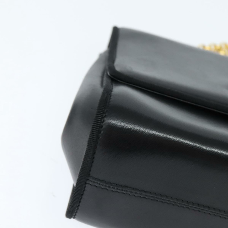 【日本直送】Salvatore Ferragamo 鏈條單肩包 皮革 黑色 金色 正品 149060-8