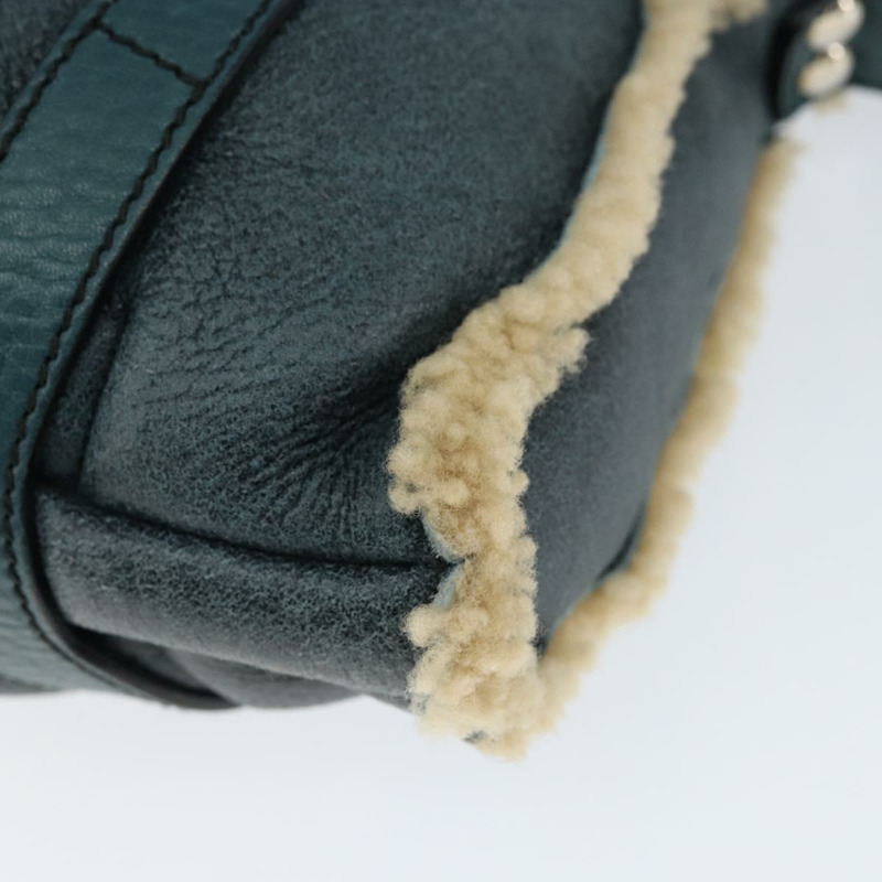 【日本直送】Salvatore Ferragamo Gancini 單肩包 Mouton 綠色 銀色 Auth 146931V-7