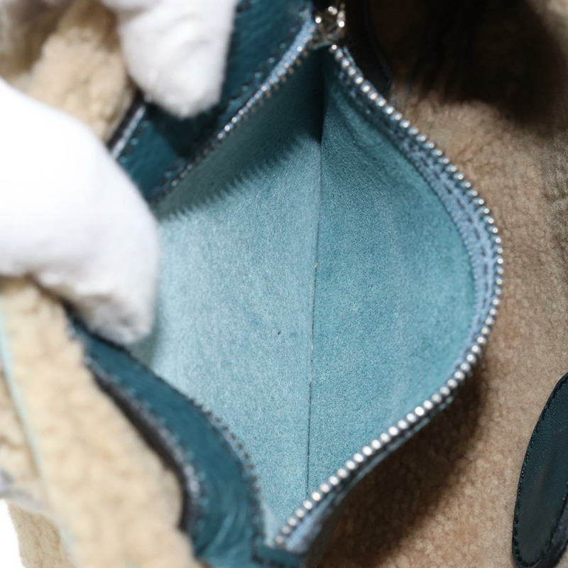 【日本直送】Salvatore Ferragamo Gancini 單肩包 Mouton 綠色 銀色 Auth 146931V-9