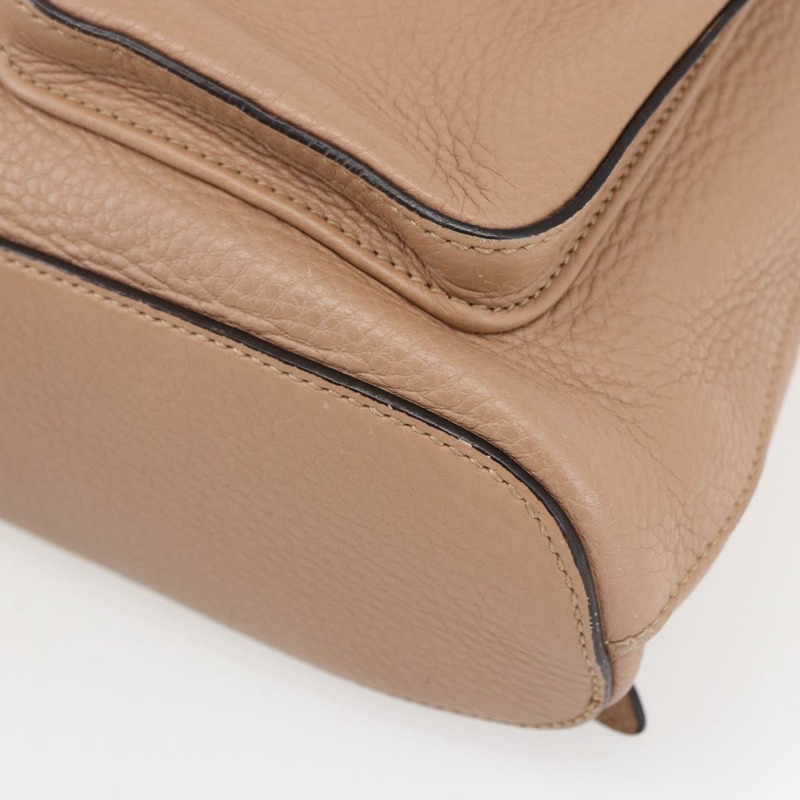 【日本直送】GUCCI 竹節雙肩包 皮革 米色 金色 370833 Auth fm4914-14