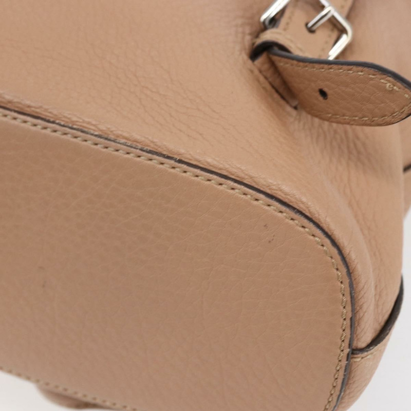 【日本直送】GUCCI 竹節雙肩包 皮革 米色 金色 370833 Auth fm4914-16