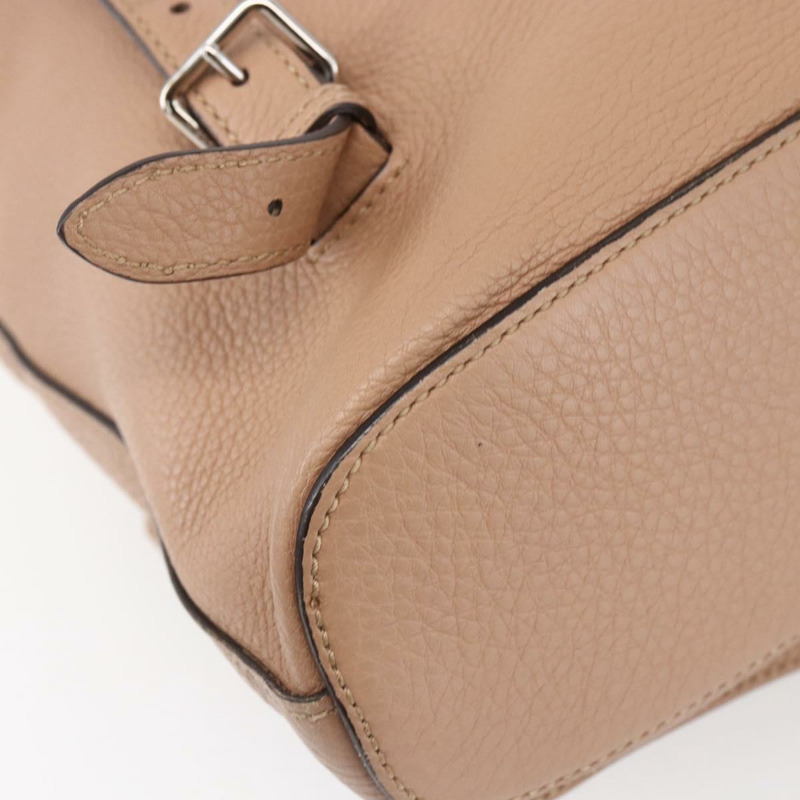 【日本直送】GUCCI 竹節雙肩包 皮革 米色 金色 370833 Auth fm4914-17