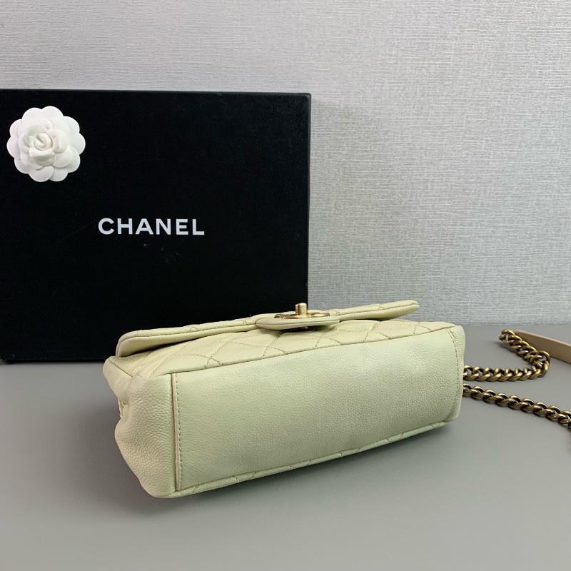 Chanel CF象牙白 金扣 幻彩荔枝紋牛皮口蓋包 斜背包肩背包-2