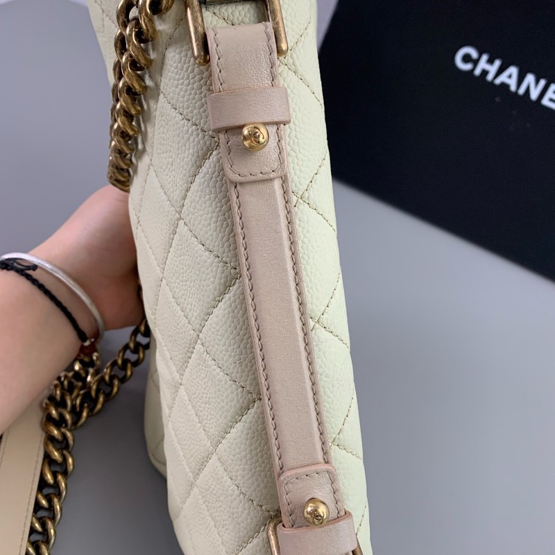 Chanel CF象牙白 金扣 幻彩荔枝紋牛皮口蓋包 斜背包肩背包-12