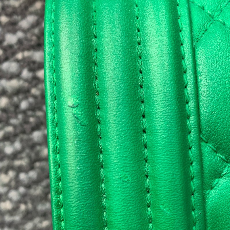 CHANEL Leboy小號 牛皮 綠色銀扣口蓋包 肩背包斜背包-25