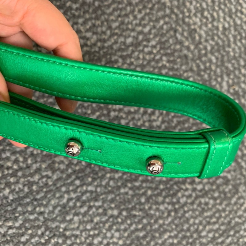CHANEL Leboy小號 牛皮 綠色銀扣口蓋包 肩背包斜背包-28