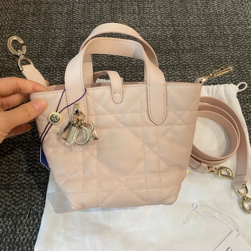 Dior迪奧 櫻花粉 toujour豎版nano土著包 手提包肩背包 25年-6