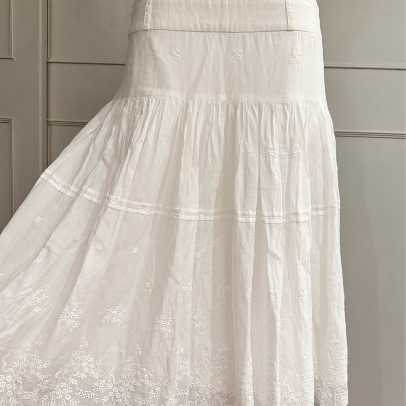 專櫃正品DIOR迪奧白色精緻蕾絲繡花澎澎圓裙40號M-0