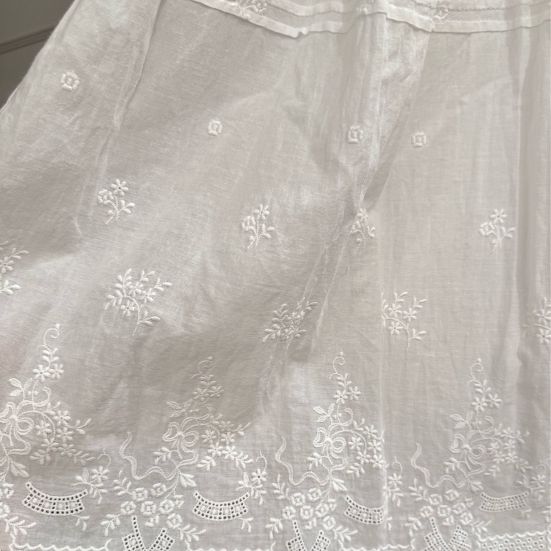 專櫃正品DIOR迪奧白色精緻蕾絲繡花澎澎圓裙40號M-2