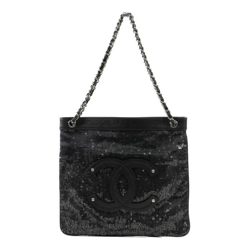 CHANEL 羊皮皮革/珠片Shoulder Bag銀扣肩背袋-0