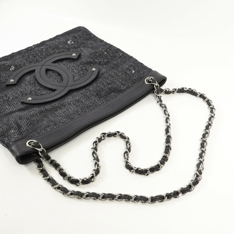 CHANEL 羊皮皮革/珠片Shoulder Bag銀扣肩背袋-4