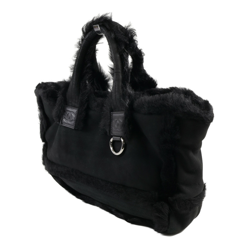 CHANEL 羊皮/羊毛Tote Bag銀扣手挽袋-2