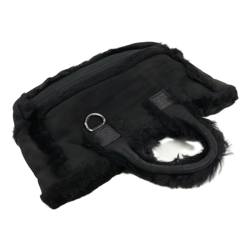 CHANEL 羊皮/羊毛Tote Bag銀扣手挽袋-4