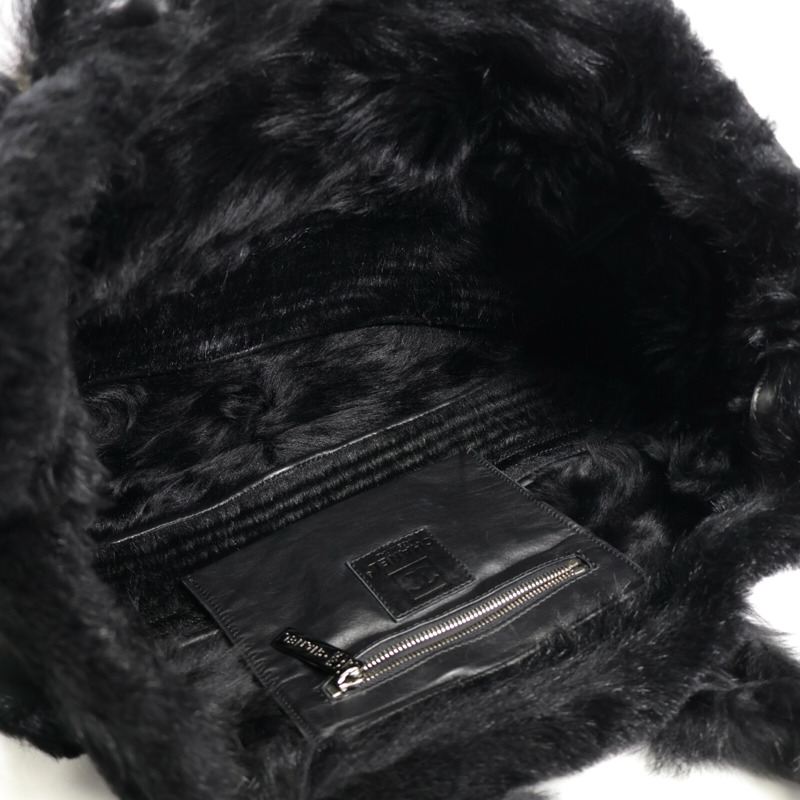 CHANEL 羊皮/羊毛Tote Bag銀扣手挽袋-5