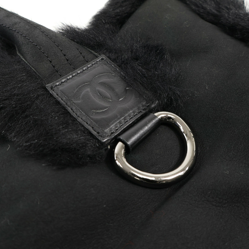 CHANEL 羊皮/羊毛Tote Bag銀扣手挽袋-12