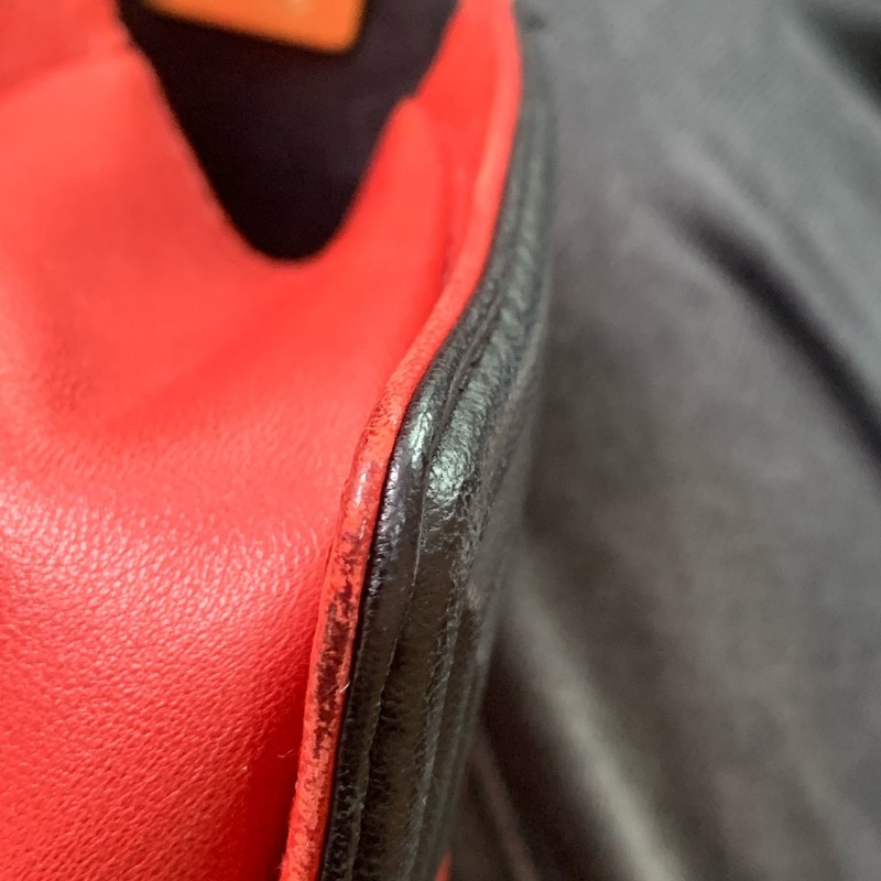 Chanel leboy小號 20cm羊皮金扣酒紅色口蓋包-18