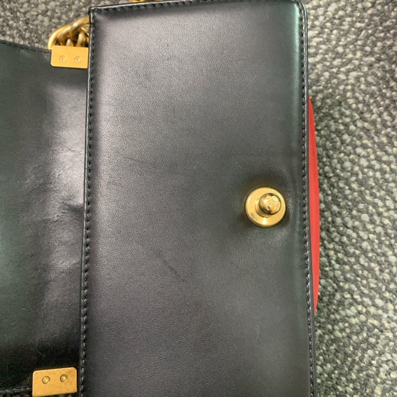 Chanel leboy小號 20cm羊皮金扣酒紅色口蓋包-20