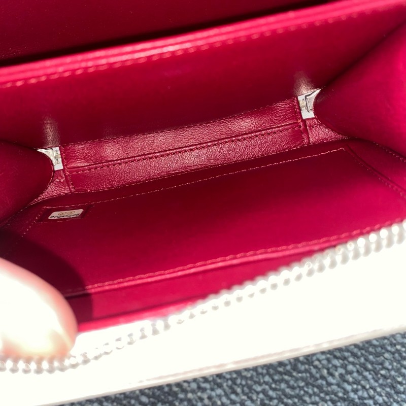 CHANEL 相機包 黑白拼色菱格紋牛皮銀扣斜背包肩背包-19