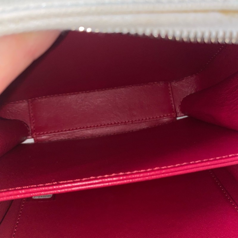 CHANEL 相機包 黑白拼色菱格紋牛皮銀扣斜背包肩背包-20