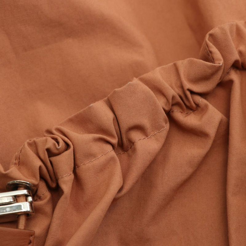 愛馬仕 Sellier 連結飛行員夾克 Blouson #34 絲綢皮革棕色二手女款-5