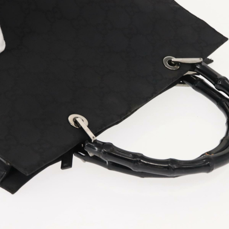【日本直送】GUCCI GG 帆布竹節手提包 尼龍 黑色 銀色 0021010 正品 121344-5
