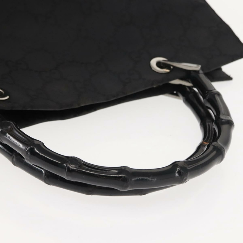 【日本直送】GUCCI GG 帆布竹節手提包 尼龍 黑色 銀色 0021010 正品 121344-6