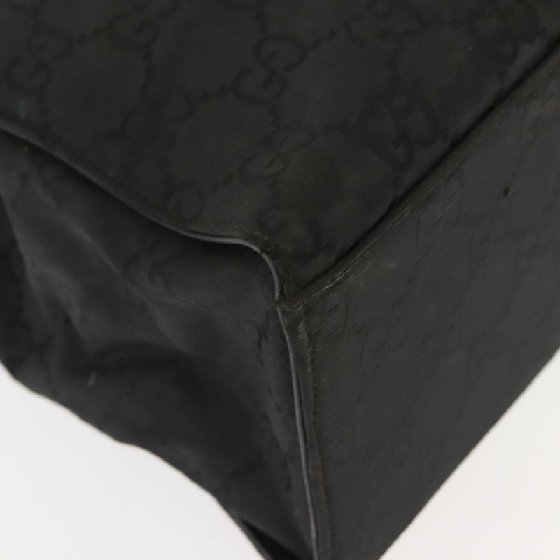 【日本直送】GUCCI GG 帆布竹節手提包 尼龍 黑色 銀色 0021010 正品 121344-14