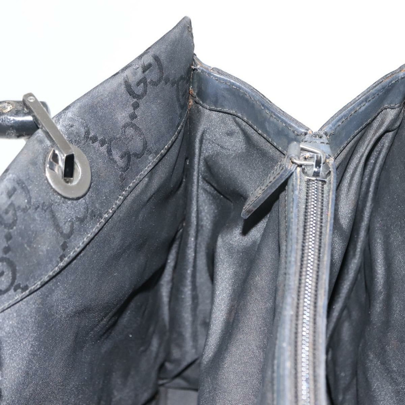 【日本直送】GUCCI GG 帆布竹節手提包 尼龍 黑色 銀色 0021010 正品 121344-19
