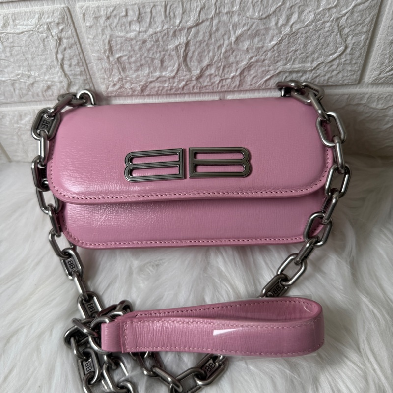 BALENCIAGA 粉色金屬BB迷你鏈包】-0