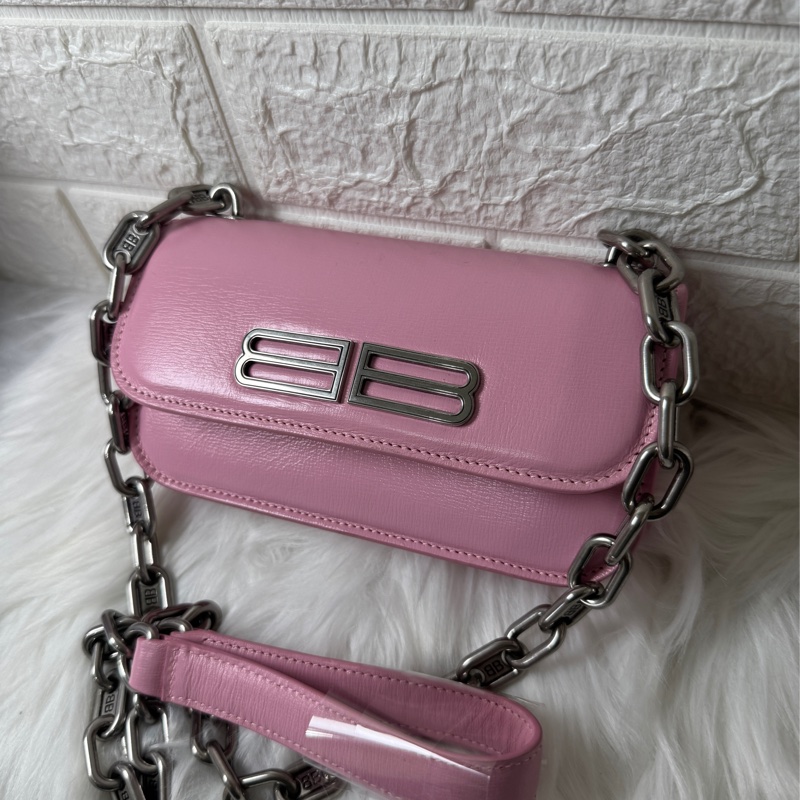 BALENCIAGA 粉色金屬BB迷你鏈包】-1