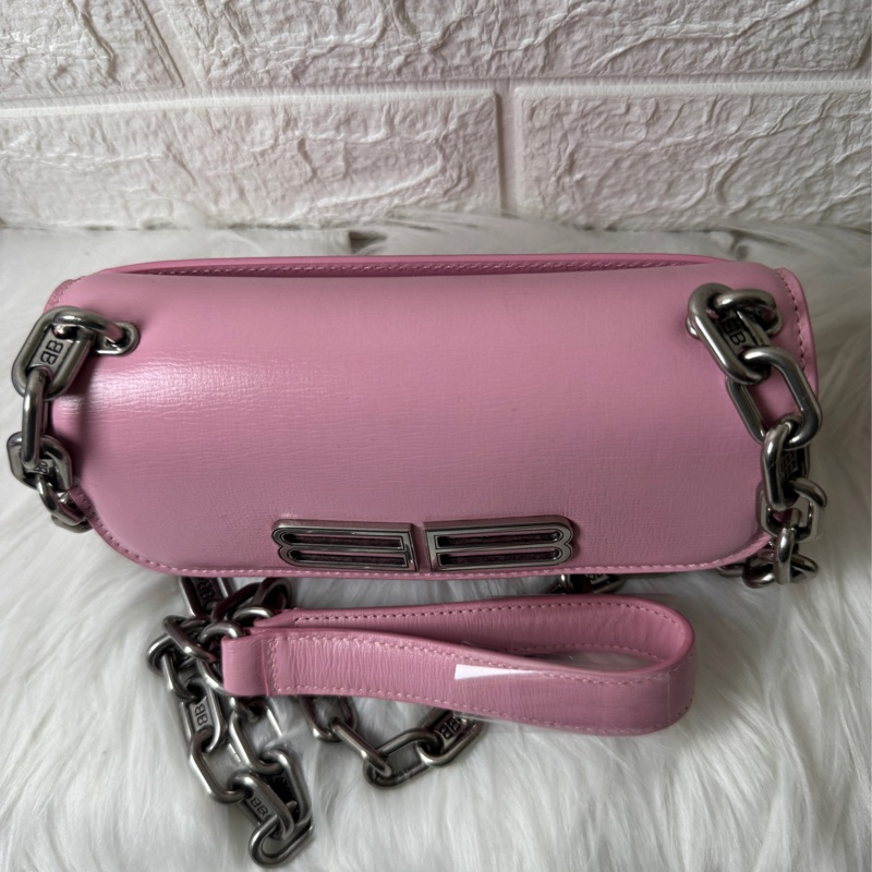 BALENCIAGA 粉色金屬BB迷你鏈包】-5