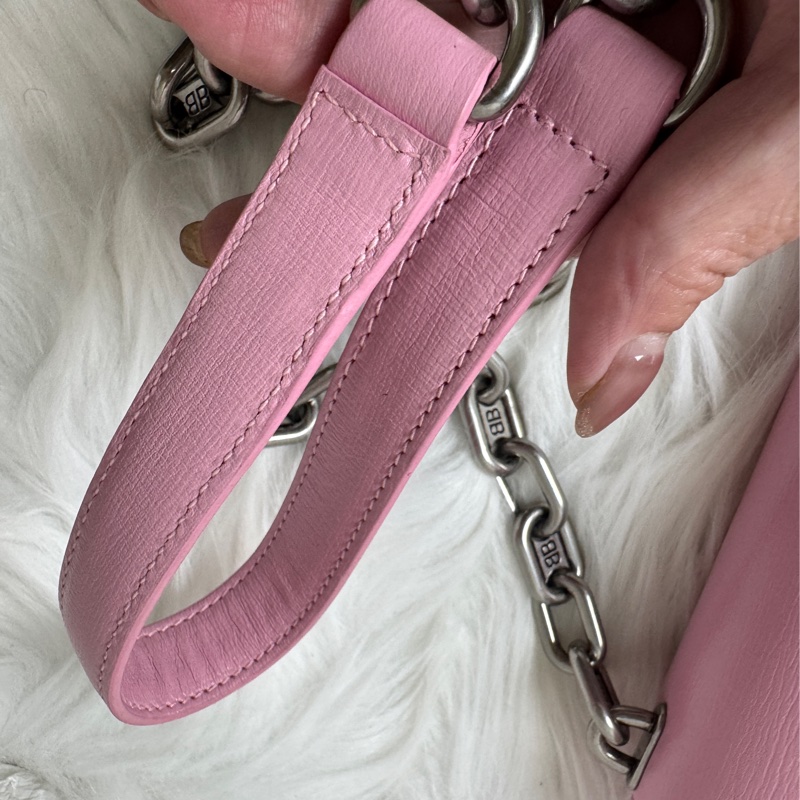 BALENCIAGA 粉色金屬BB迷你鏈包】-12