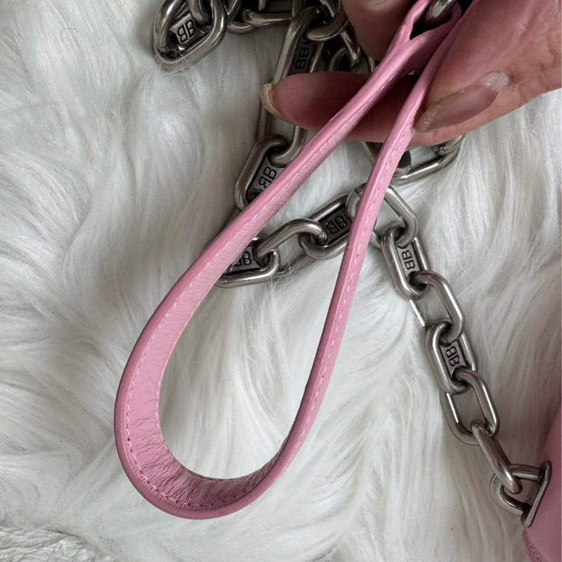 BALENCIAGA 粉色金屬BB迷你鏈包】-13
