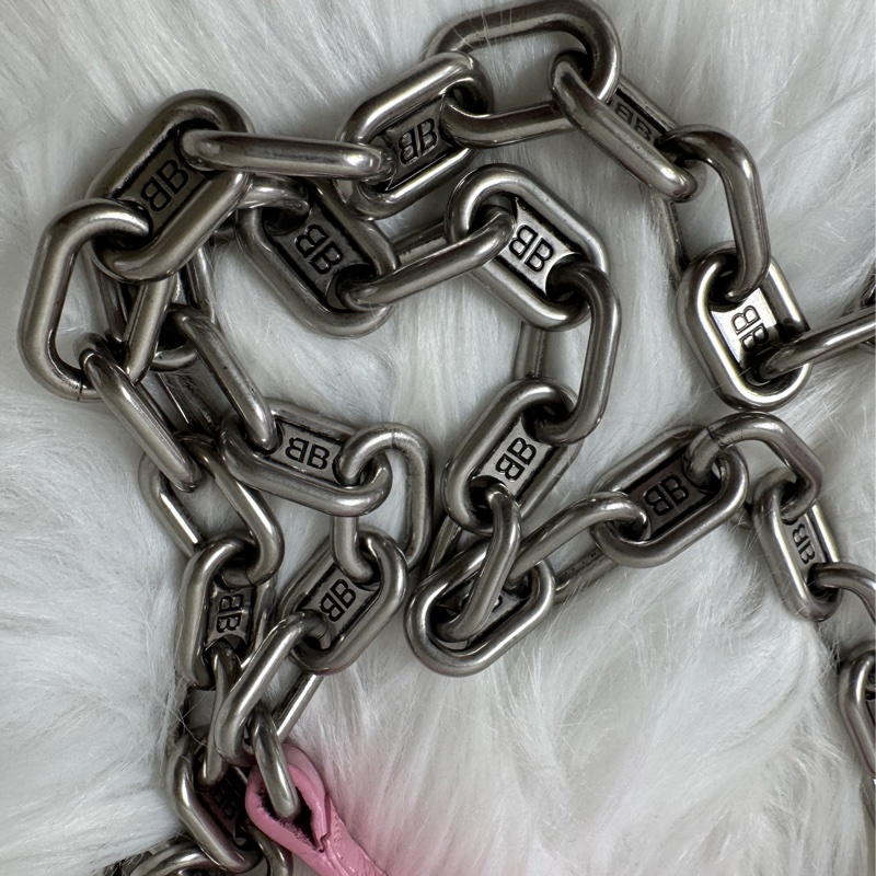 BALENCIAGA 粉色金屬BB迷你鏈包】-15